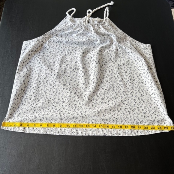 LOFT tie back gathered neckline floral A line top - Picture 8 of 10